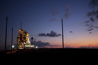 STS-133 on launch pad