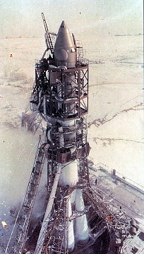 Voskhod 2 on the launch pad