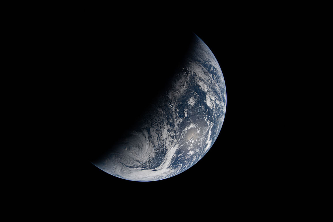 Earth seen from Artemis II after translunar injection burn