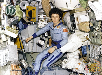 Oleg Atkov onboard Salyut 7