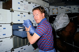 Richards onboard Space Shuttle