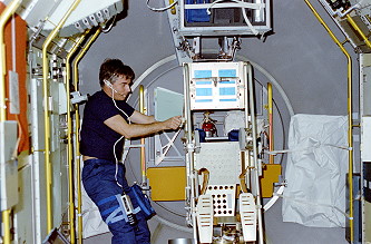 Merbold onboard Space Shuttle