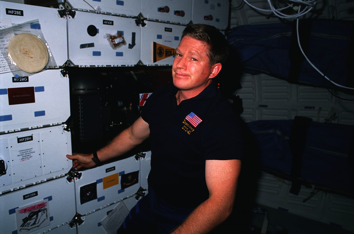 Shepherd onboard Space Shuttle