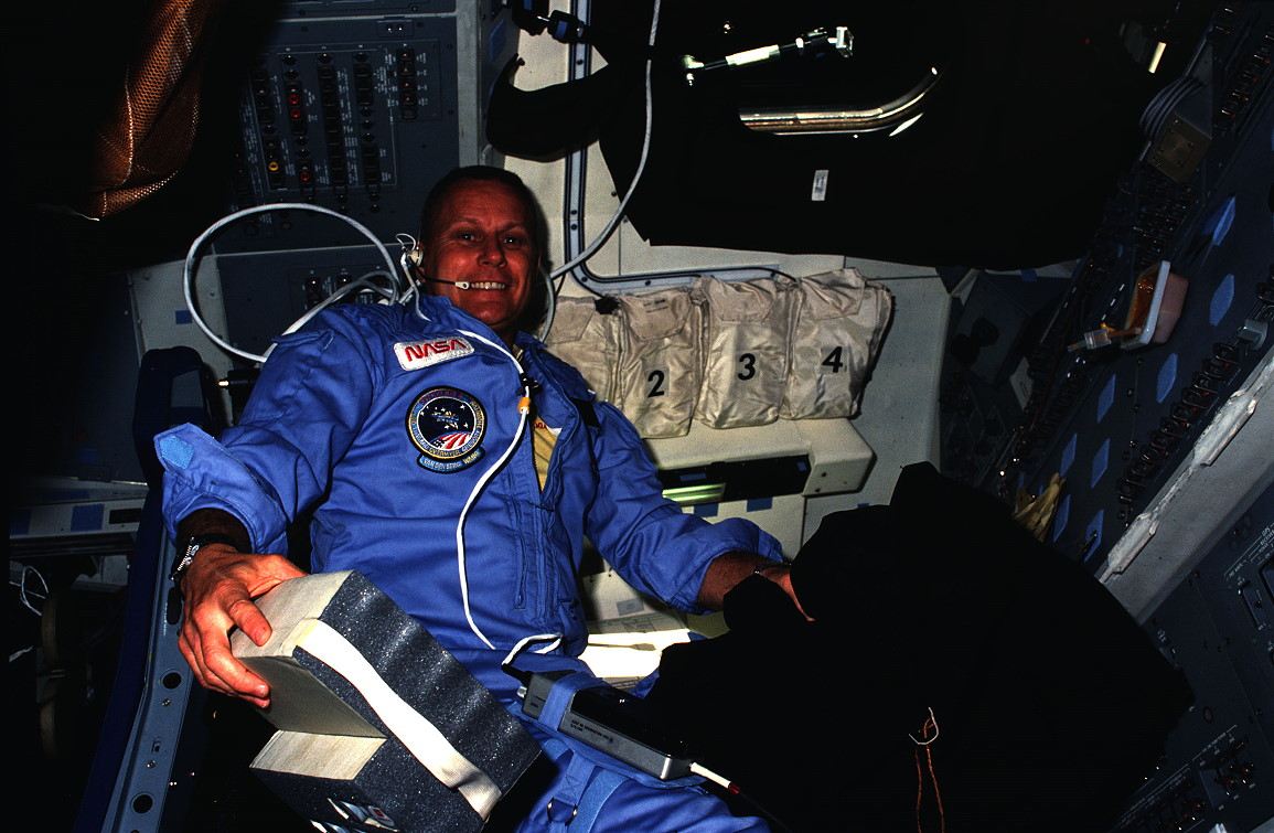 Overmyer onboard Shuttle