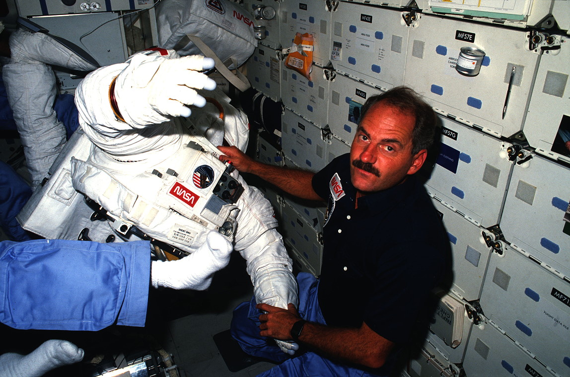 van Hoften onboard Space Shuttle
