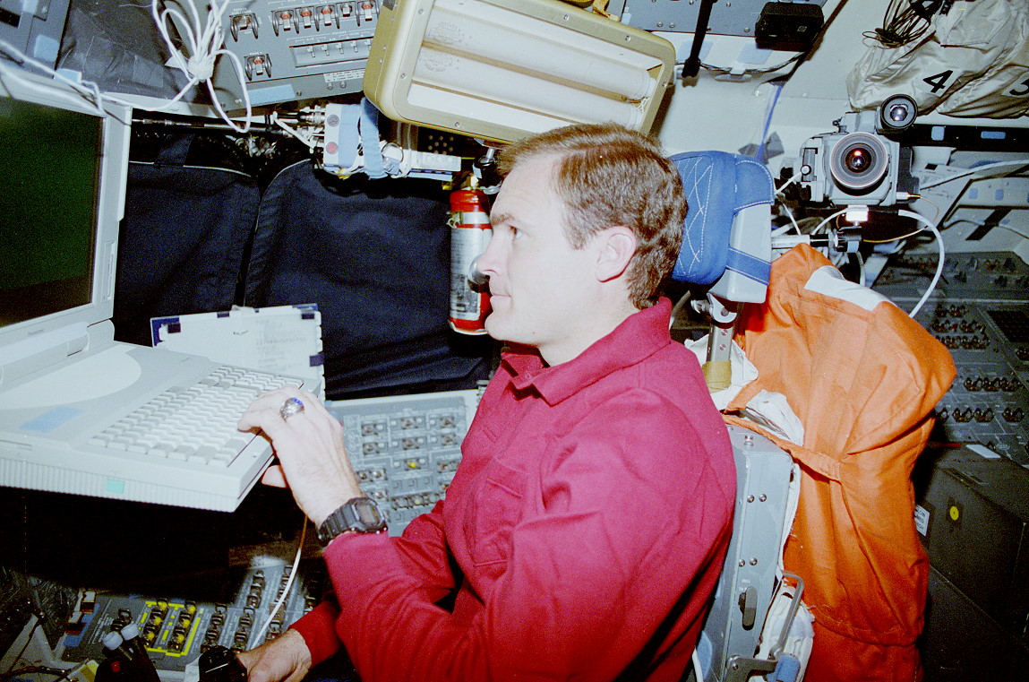 Halsell onboard Space Shuttle