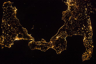 Southern Italy at night
