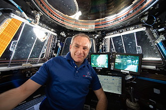 David Saint-Jacques inside Cupola