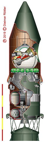 Vostok on the top of the rocket