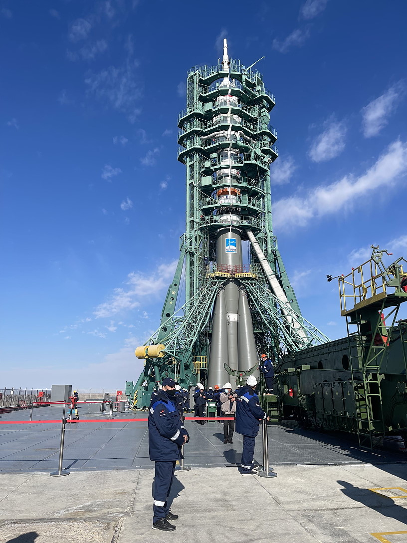 Soyuz MS-19 on the launch pad