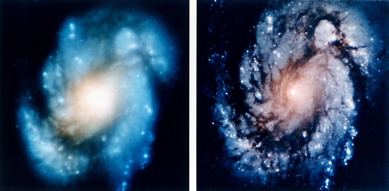 Hubble photo before and after repair
