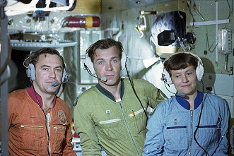 Crew Soyuz T-7 onboard Salyut 7